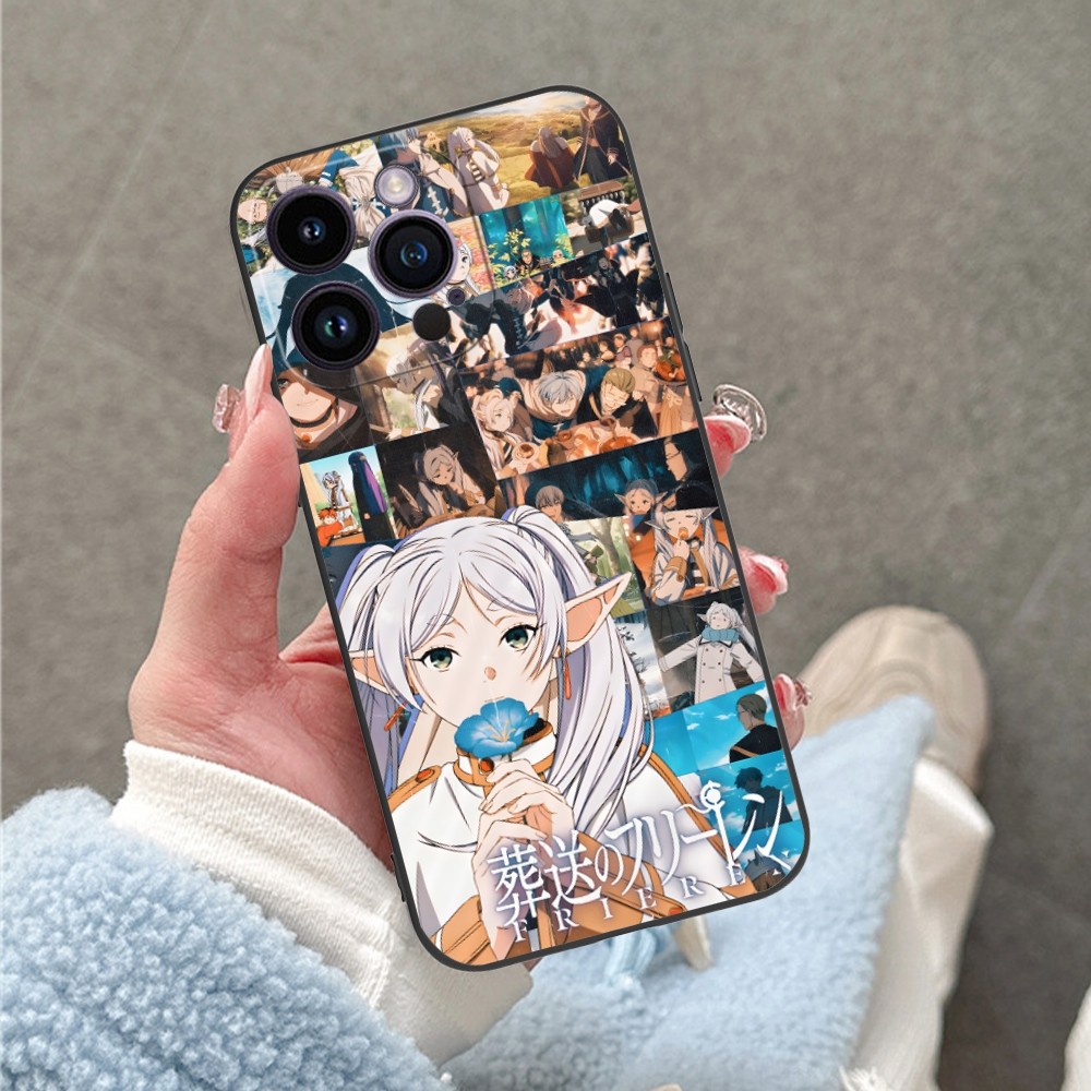 Anime Frieren Mobile Cell Phone Case for iPhone 15 14 13 12 11 X XR XS 8 7 Pro Max Plus Mini Black Soft Phone Cover Funda. 
