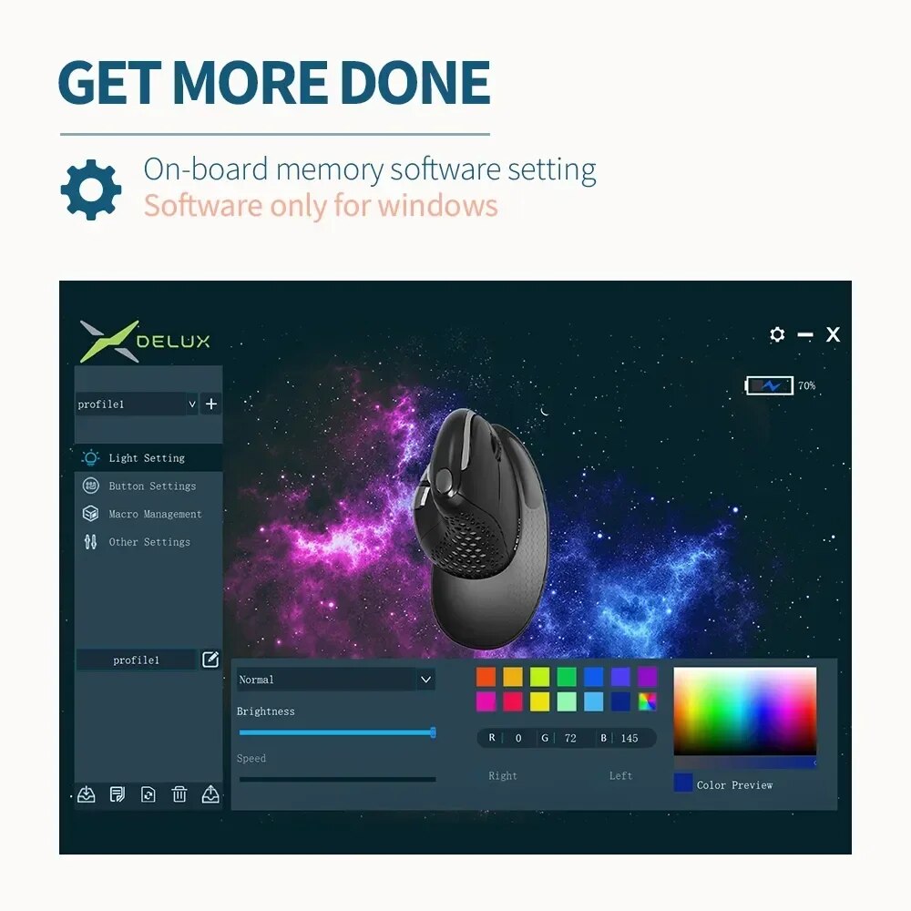 Delux M618XSD Seeker Ergonomic Vertical Mouse with OLED Screen 4000DPI Rechargeable 1000mA Removable Back Cover For Computer. 