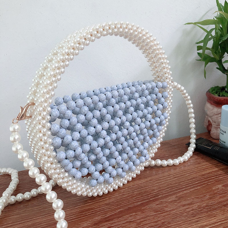 Spot wholesale pearl circle women's handbag handmade beaded bag