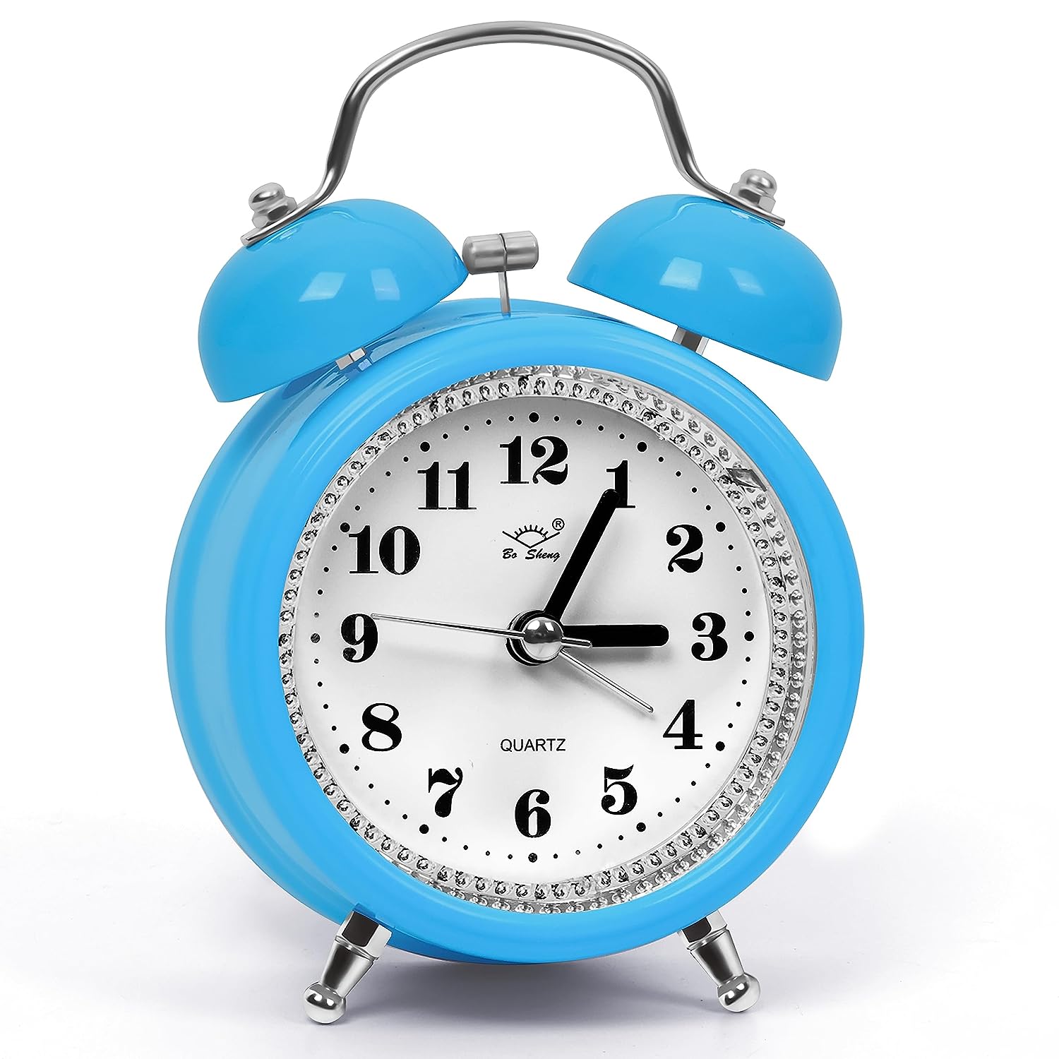 Classic Double Metal Bell Desk Table Loud Alarm Clock with Night Light Function. 