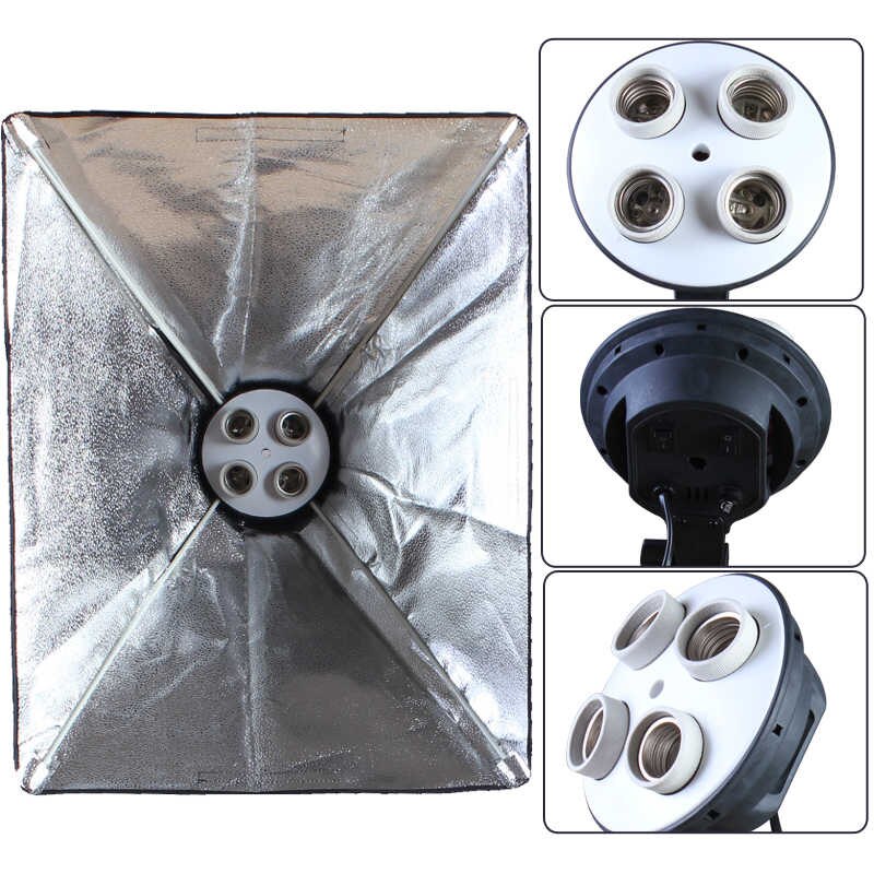 Studio Softbox Light Kit with 4in1 E27 Lamp Holder with 50*70cm Softbox & Stand. 