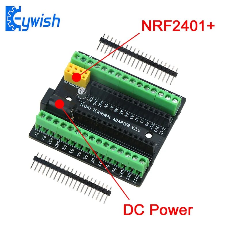 【Daily Necessities For Anyone Store】Keywish Nano Terminal Expansion Adapter Board for Arduino Nano with NRF2401+ Expansion Inter DC Power