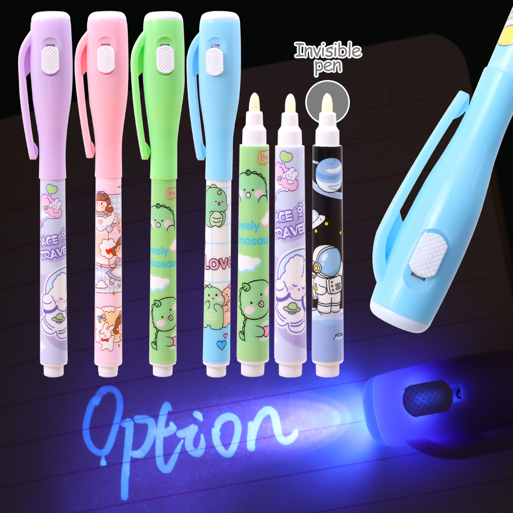 Invisible Ink Pen with LED UV Light Secret Marker Non-Toxic for Drawing and Writing