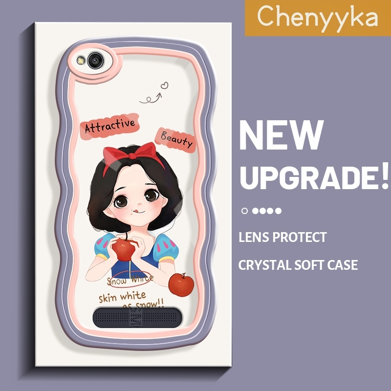 Chenyyka For Xiaomi Redmi 4A Case Cartoon Snow White New Design Colorful Lovely Wave Border Soft Clear Shockproof Phone Cases Creative Camera Transparent Casing Simple Gentle Protective Cover. 