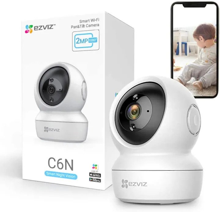 EZVIZ C6N 1080p Indoor Home Pan/Tilt WiFi Security Camera, 360° Coverage, Auto Motion Tracking, Two-Way Audio, Clear 30ft Night Vision, Supports MicroSD Card up to 256GB IP Camera - Wifi Camera. 