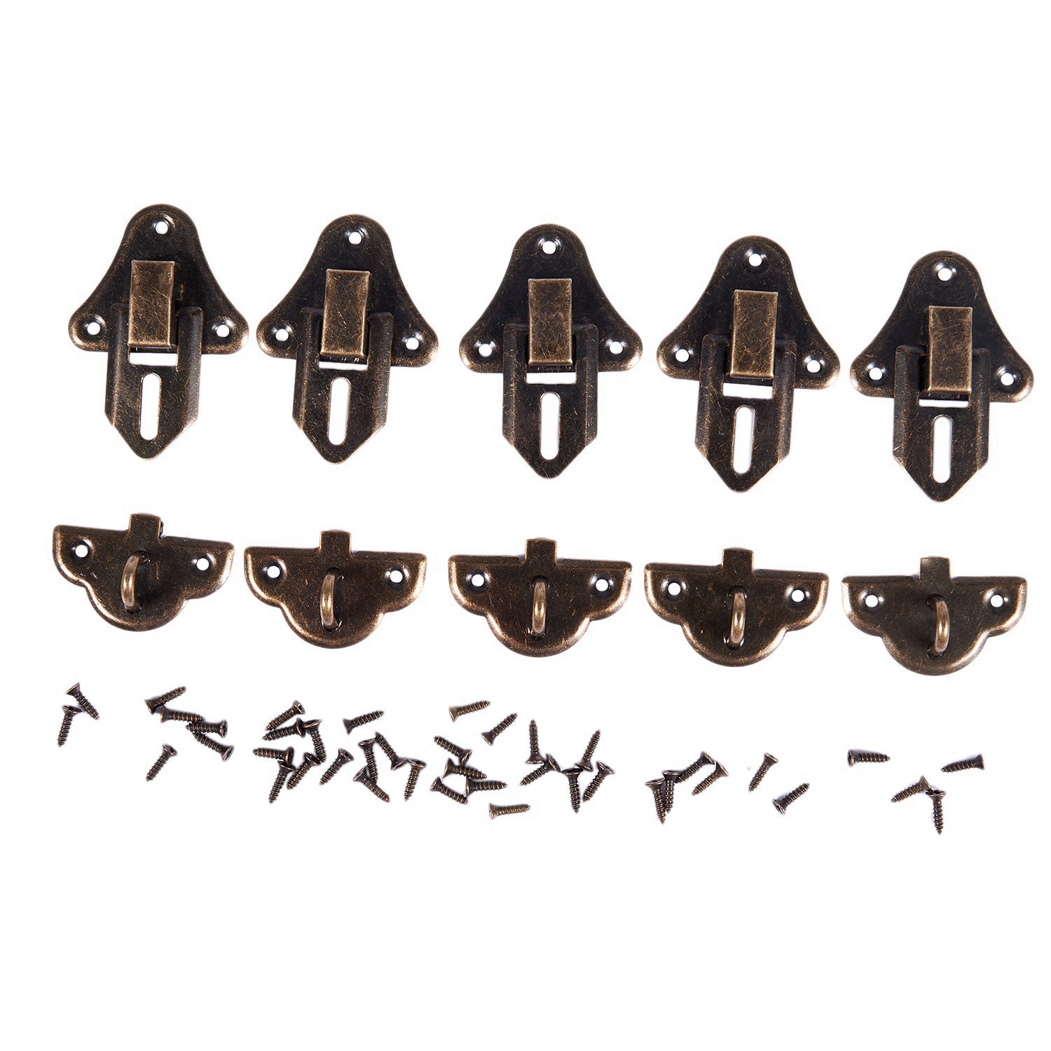 5 Pcs Hardware Jewelry Wood Box Case Latch Hasp Sets Bronze Tone. 
