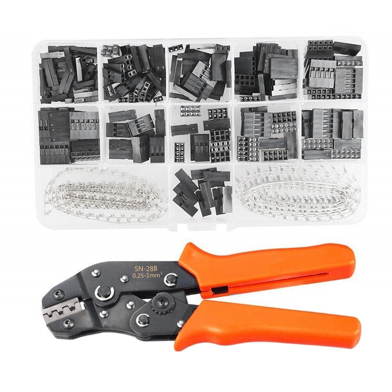 620Pcs Dupont Connector Kit with Wire Crimper Plier 2.54Mm Pitch 1/2/3/4/5/6 Pin JST SM and 2.54 Mm JST XH Male/Female. 