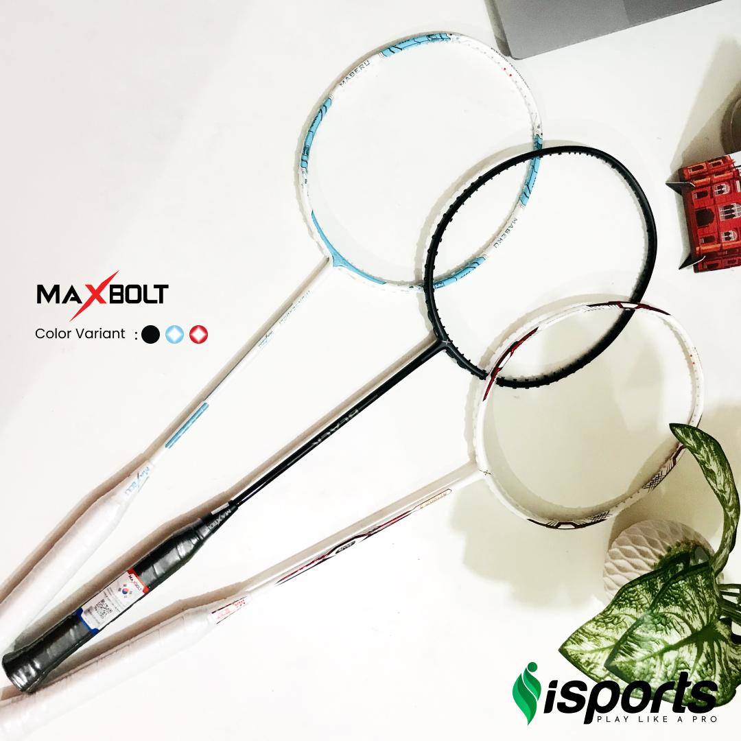 Malaysia Imported Maxbolt BLACK with Apacs String &  FREE Grip Badminton Smash Racket- iSports. 