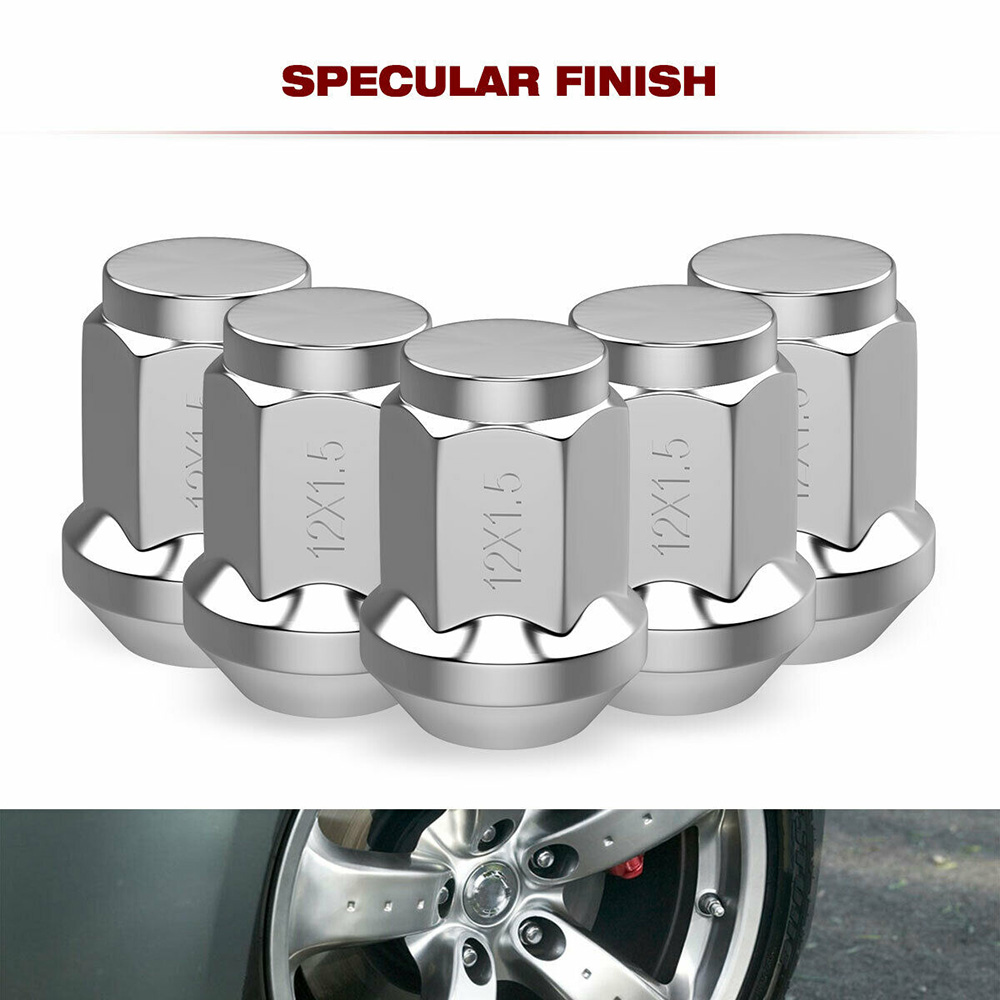 20Pcs Lug Nuts Bulge Acorn 12x1.5 Chrome Wheel Nut Replacement for F-ord F-usion F-ocus E-scape. 