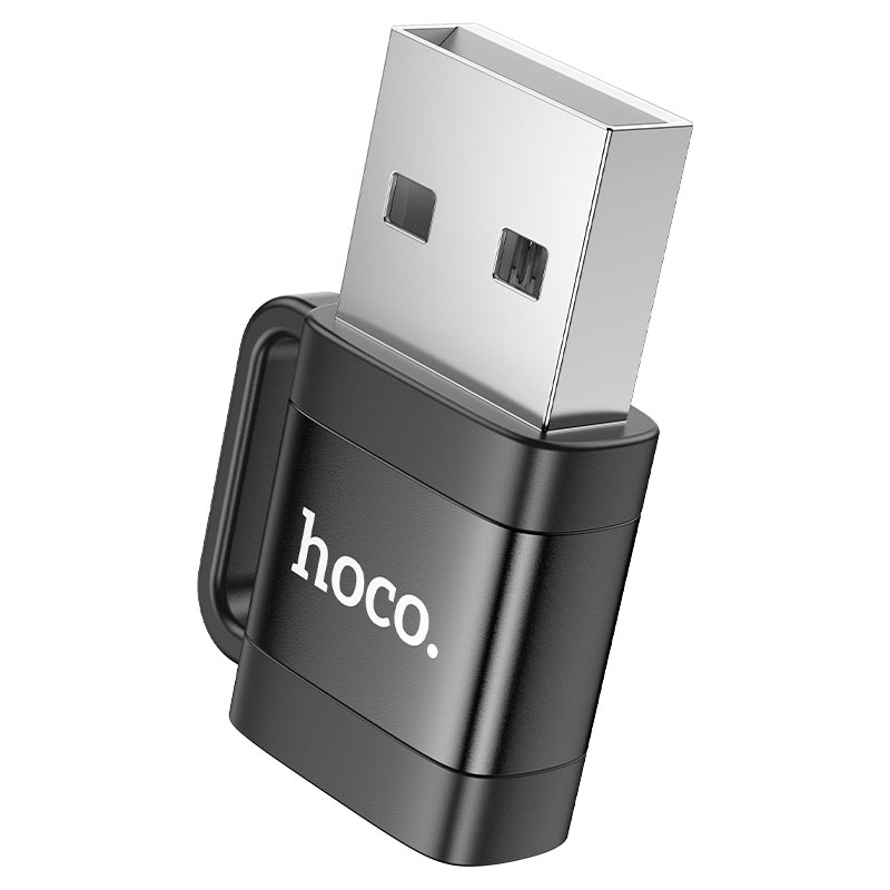 HOCO UA31D Portable adapter for USB-A male to Type-C female, supports USB2.0 data transfer, supports fast charging USB Male to Type C Female OTG Adapter Converter - Black. 