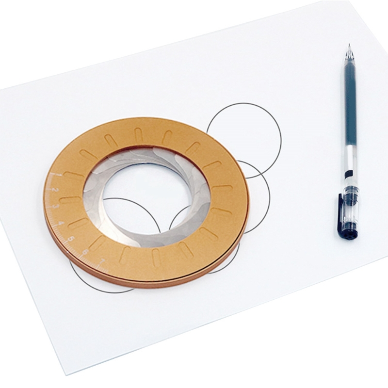 5Inches Round Geometry Ruler Metal Scale Ruler Drawing Circle Ruler Round Template Ruler for Designer Teacher Carpenter. 