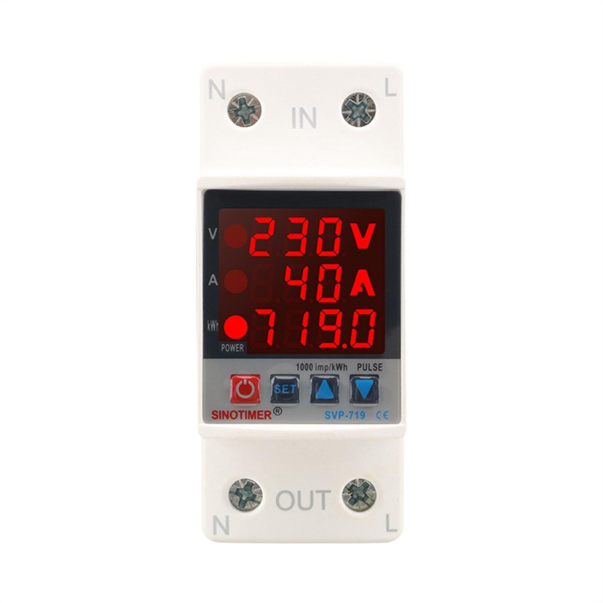 SINOTIMER 40A Adjust Voltage Relay over Under Voltage Protector over Current Limit Wattmeter KWH Energy Meter Power Comsumption