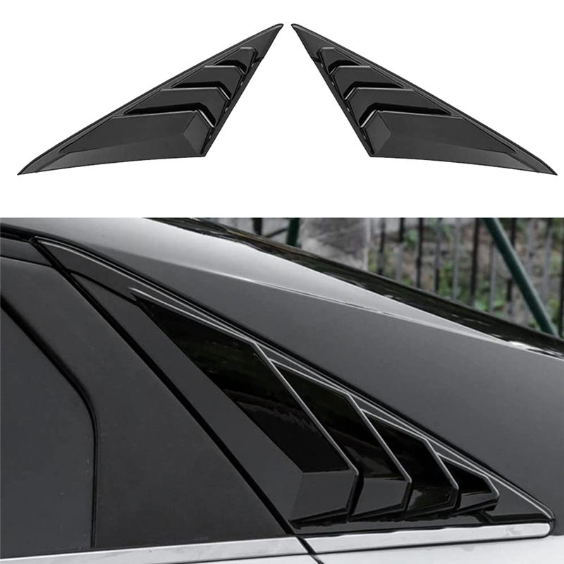 Rear Window Louver Shutter Trim Cover Plastic for Hyundai Elantra 2021-2023 Air Vent Scoop Shade Decorate Bright Black