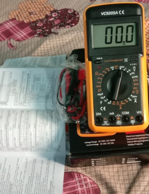 VC9205A Digital Multimeter Capacitance Multi Meter with Probes,  Measured Voltage(V), Current(Amp), Resistance(Ohm), Capacitance(Henry),. 