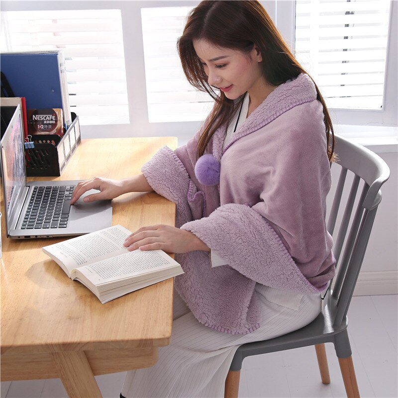 Multifunctional Lazy Shawl Blanket with Pockets for Men Kids and Women Warm Wearable Blankets Use Sofa Home Office. 