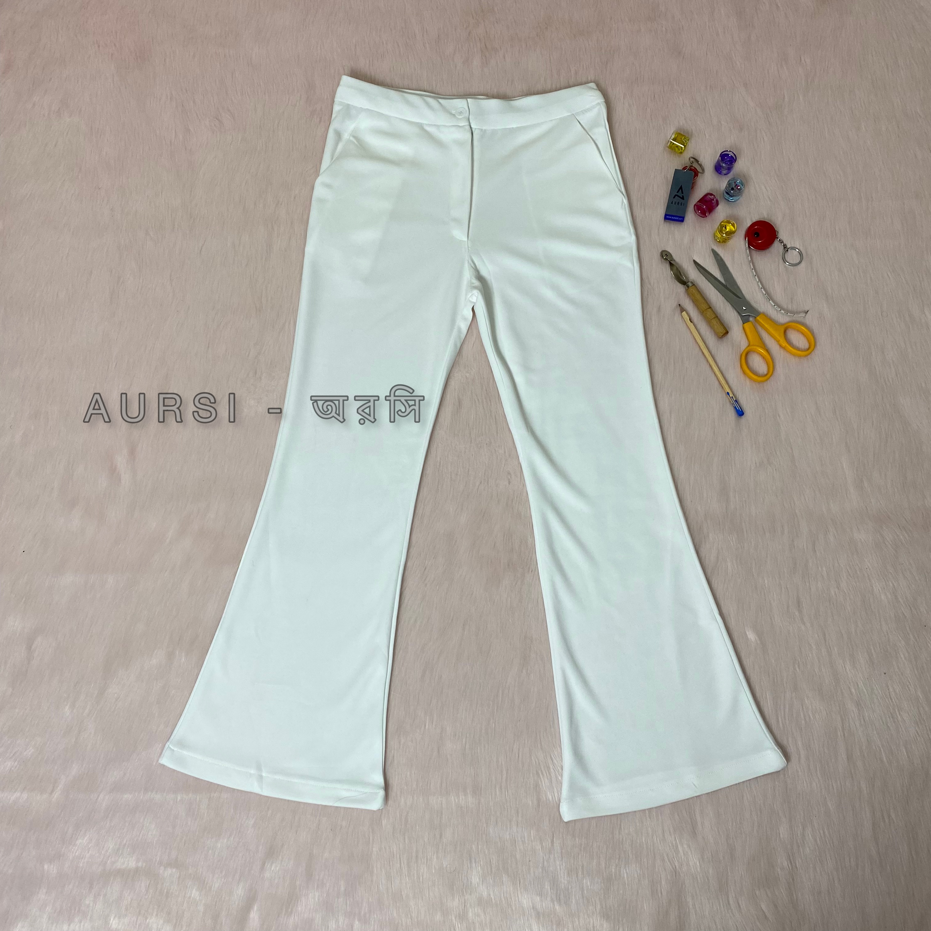 High Waist Flare Pant made  by knit twill fabric. 