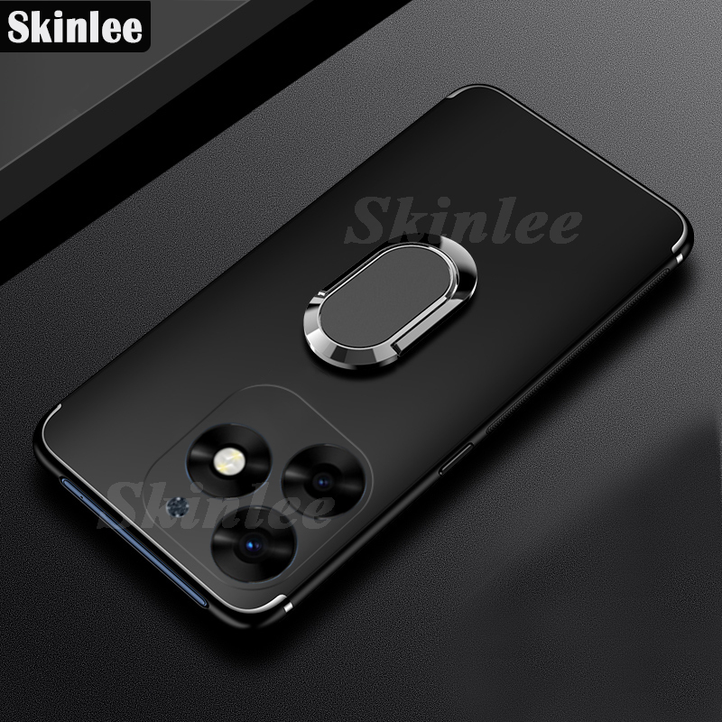 For infinix Smart 8 Plus Case Finger Metal Ring Kickstand Phone Case Car Holder Matte Soft Silicone Housing for infinix Smart8 Plus Phone Casing. 