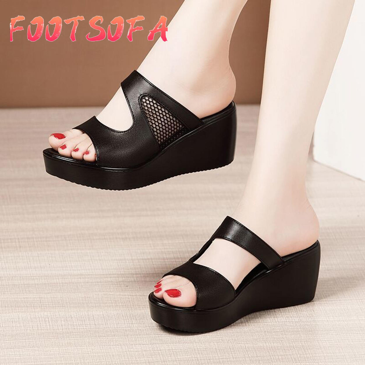 Sandals for Women platform heel mesh 