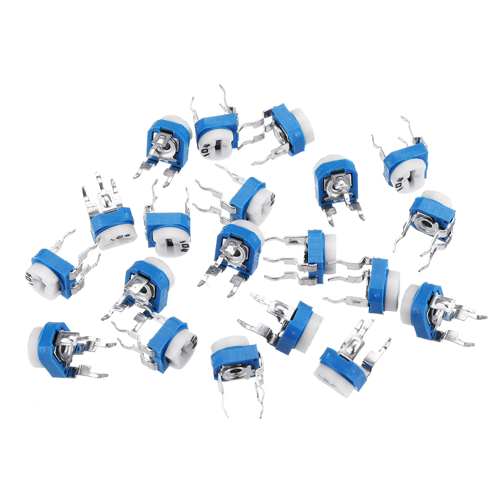 10Pcs- RM065 RM-065 VR 100K Ohm 104 Potentiometer Trimmer Trim Pot 100K Ohm 104 Trimpot Potentiometer Variable Resistor Top Adjustment Single Turn 6mm V/R 3 Pin Leads. 