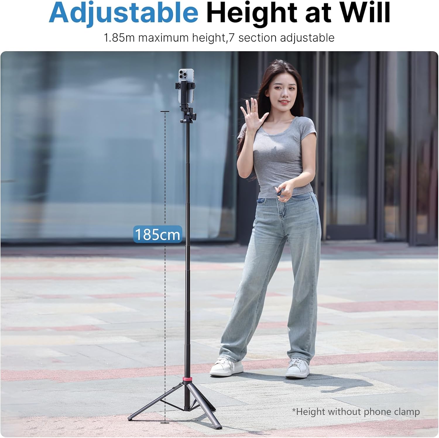 ULANZI MT-78 Extendable Phone Tripod, 72.83" Selfie Stick Phone Camera Tripod Stand with 2 in 1 Phone Clip. 