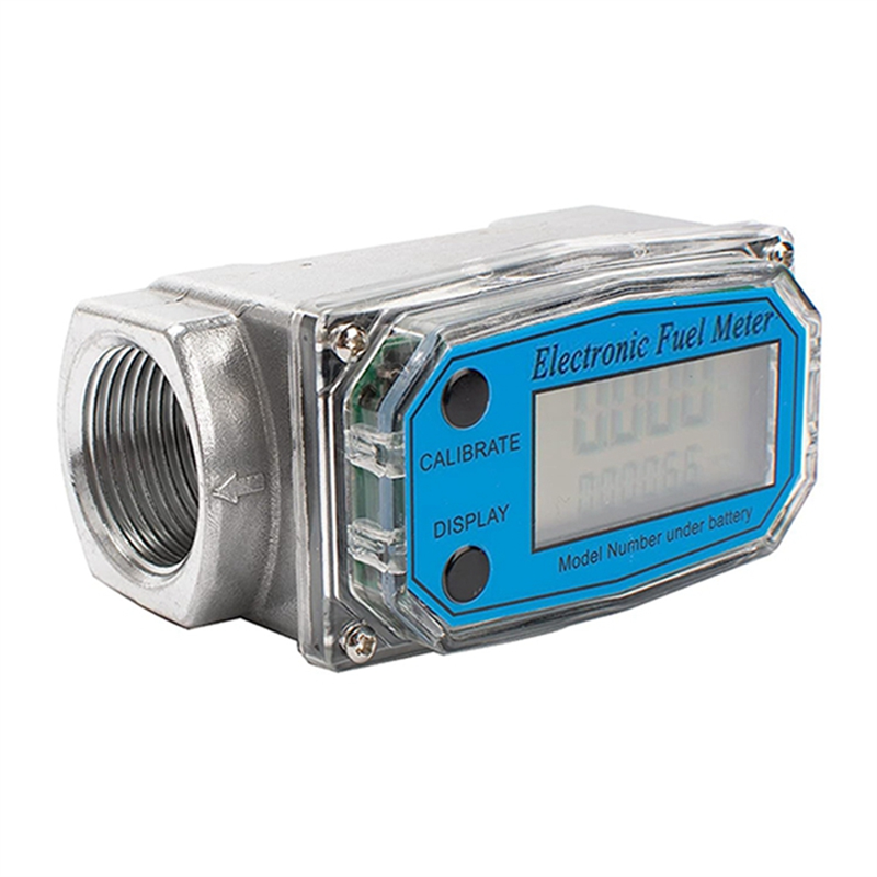 1.5 Inch Digital Turbine Flow Meter LCD Display Fuel Water Flow Meter, Flowmeter for Diesel Kerosene Gasoline Water
