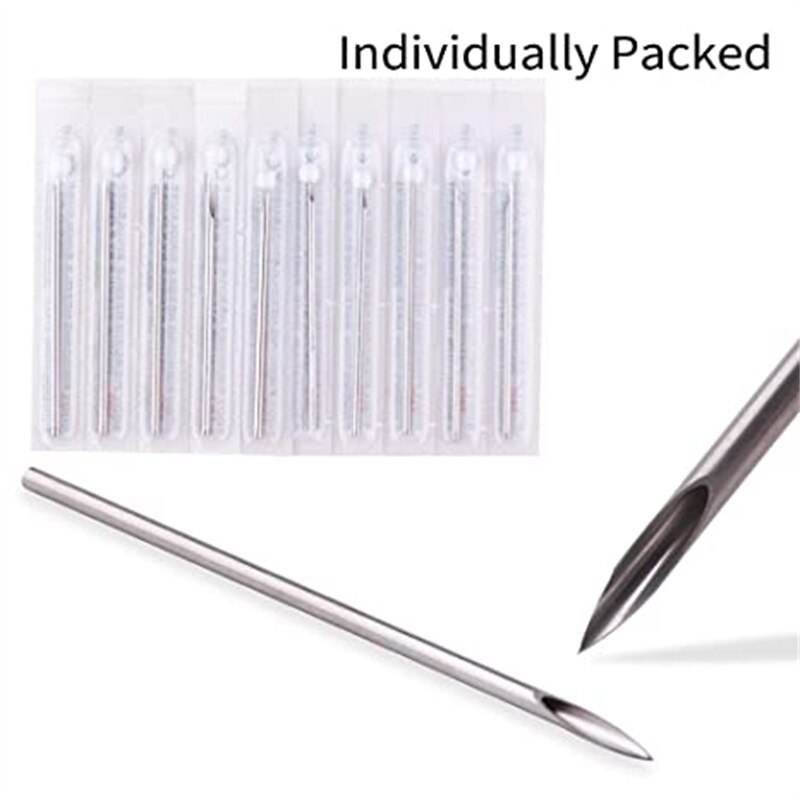 10PCS Disposable Sterile Piercing Needles 14G 16G 18G 20G Mix Body Piercing Needles Bulk Nose Ear Navel Eyebrow Piercing Tool. 