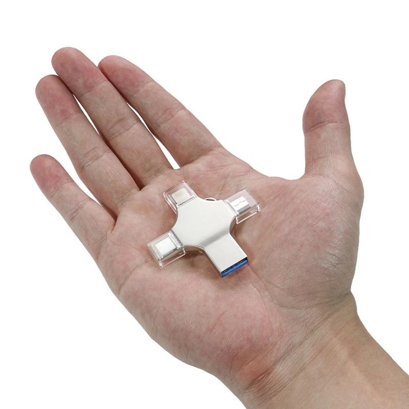 【Ready Stock+FREE Shipping+COD】Zeus 4-in-1 Flash Drive / Mouse / Keyboard Connector USB 2.0 OTG Fast Speed For Type C / USB / IOS. 