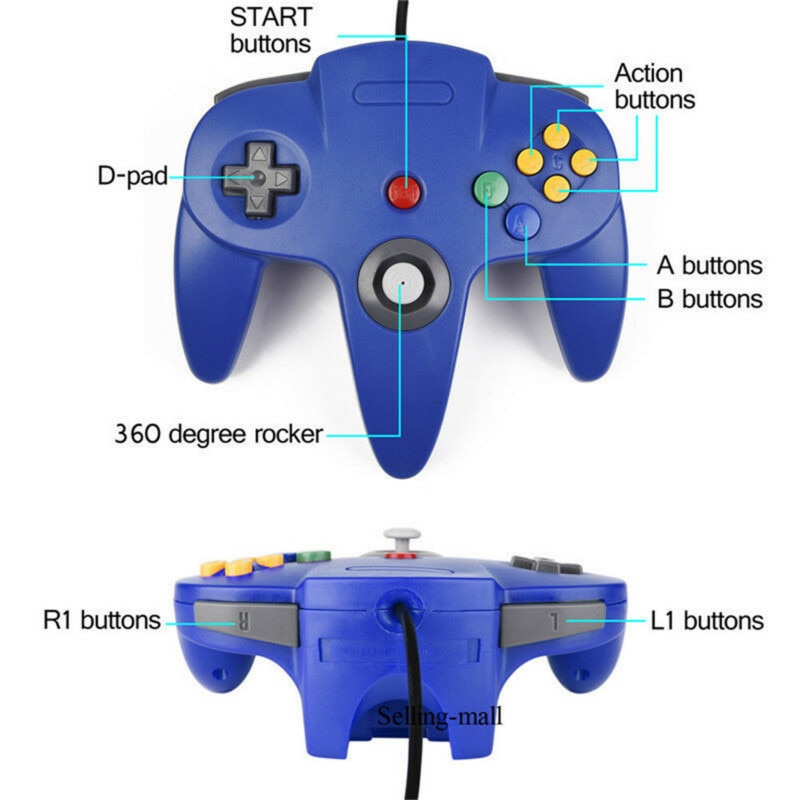 N64 Gamepad Classic Game Controller Joystick Gamepad Long Wired For Classic Nintendo 64 Console Games For Nintendo Gamepad. 