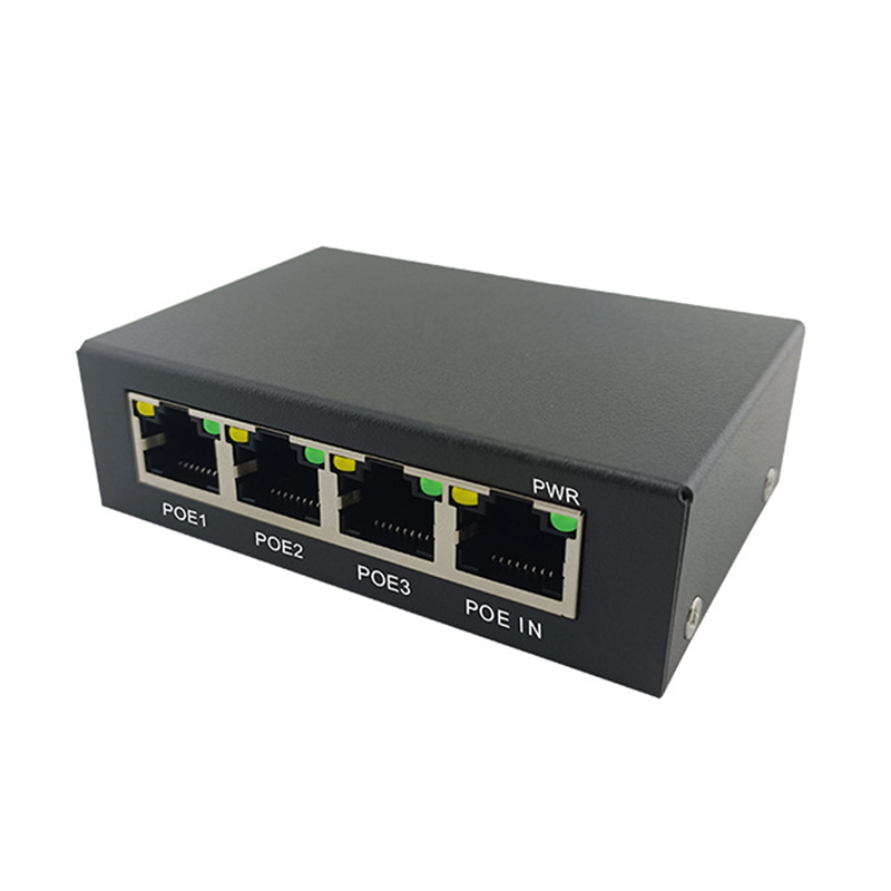 1 Piece 4 Port Gigabit POE Extender 100/1000M Network Switch Extender Metal IEEE802.3Af/At Plug&Play for PoE Switch NVR IP Camera AP