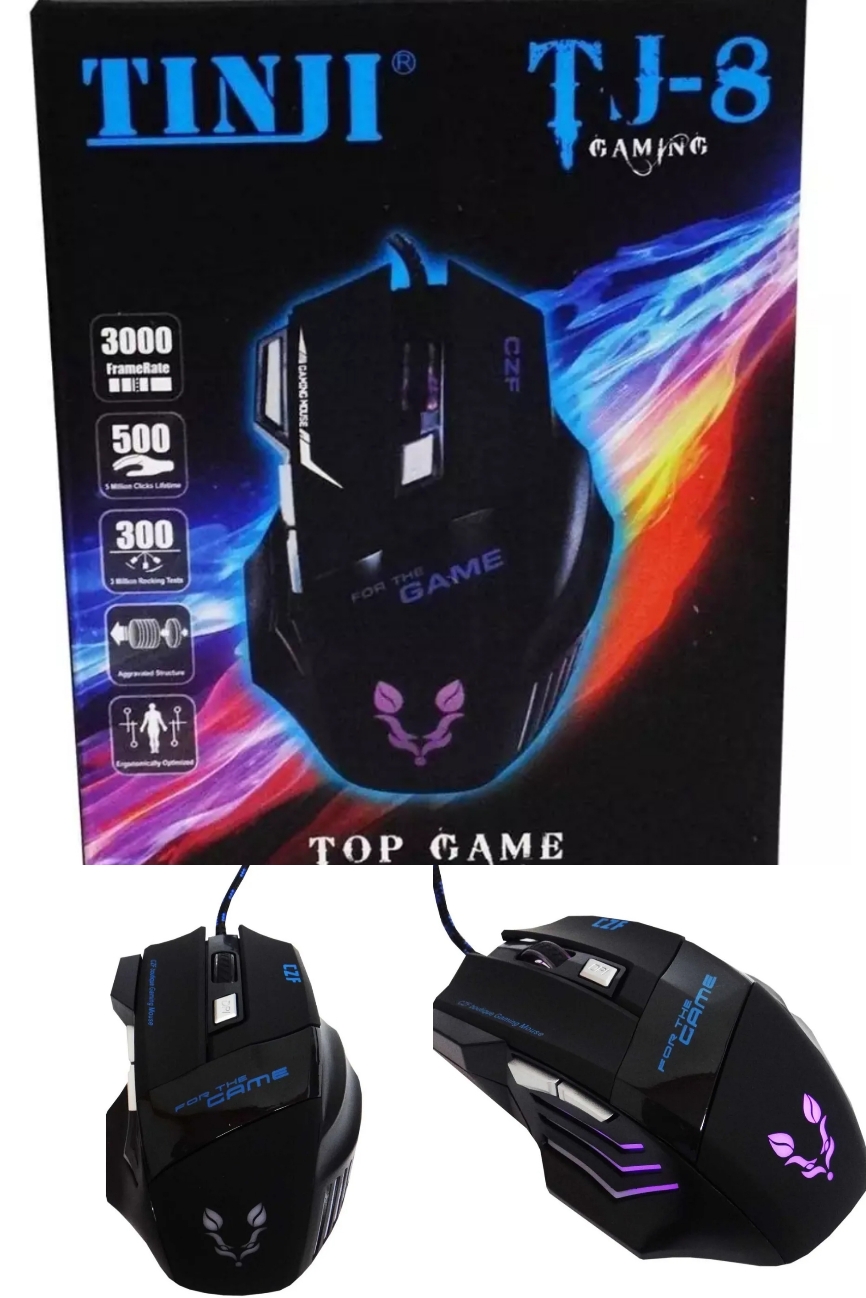 Tinji Tj-8 Gaming Mouse 1600 DPI USB Multicolor LED 6 Buttons Optical Mouse. 