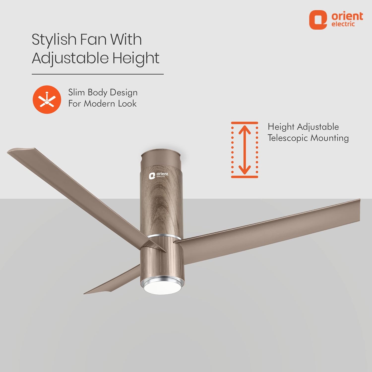 Orient Aeroslim BLDC Motor 48" Smart Inverter Ceiling Fan with IOT, Remote & Under Light (Brown). 