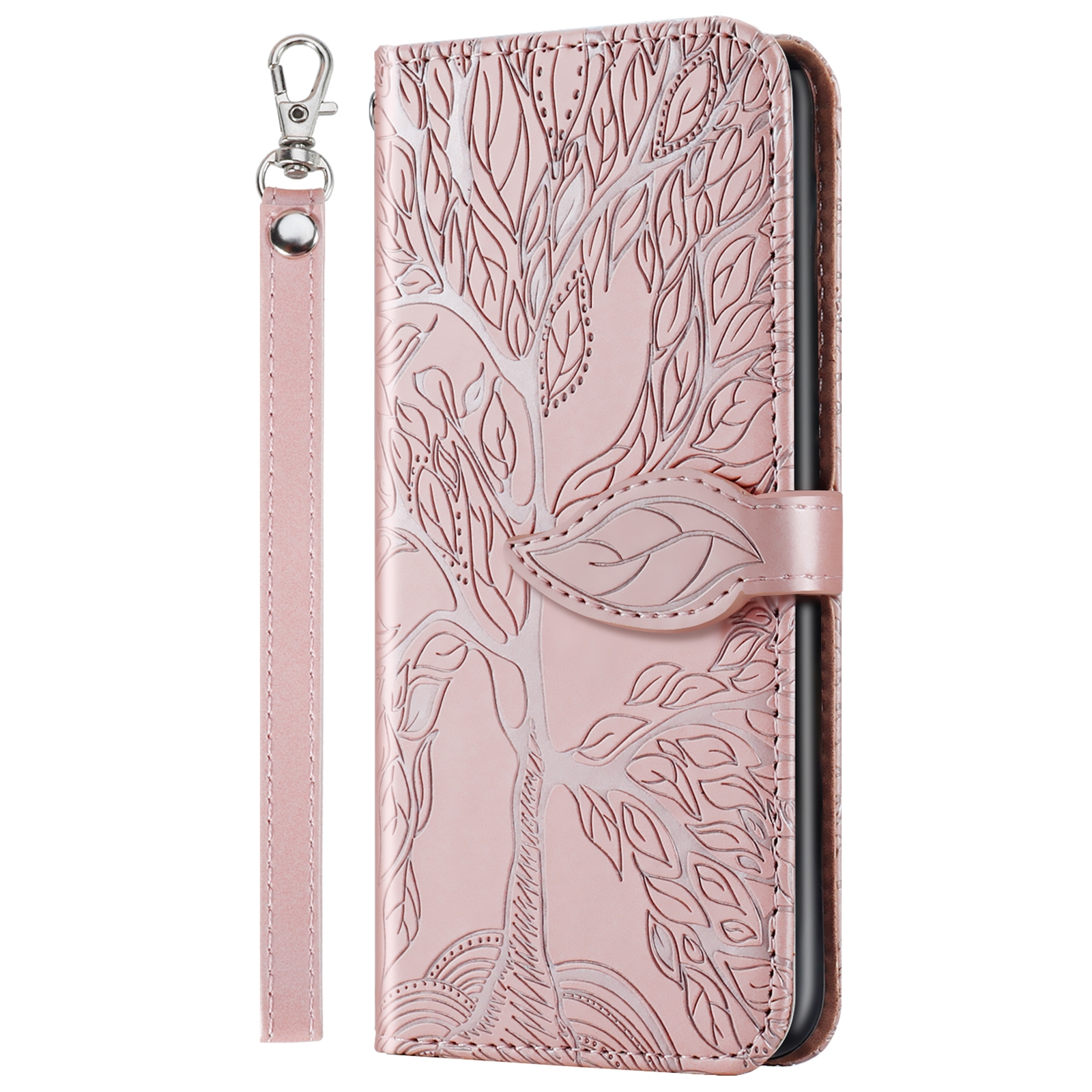 For Samsung Galaxy S21 Ultra 5G Life of Tree Embossing Pattern Horizontal Flip Leather Case with Holder & Card Slot & Wallet & Photo Frame & Lanyard. 