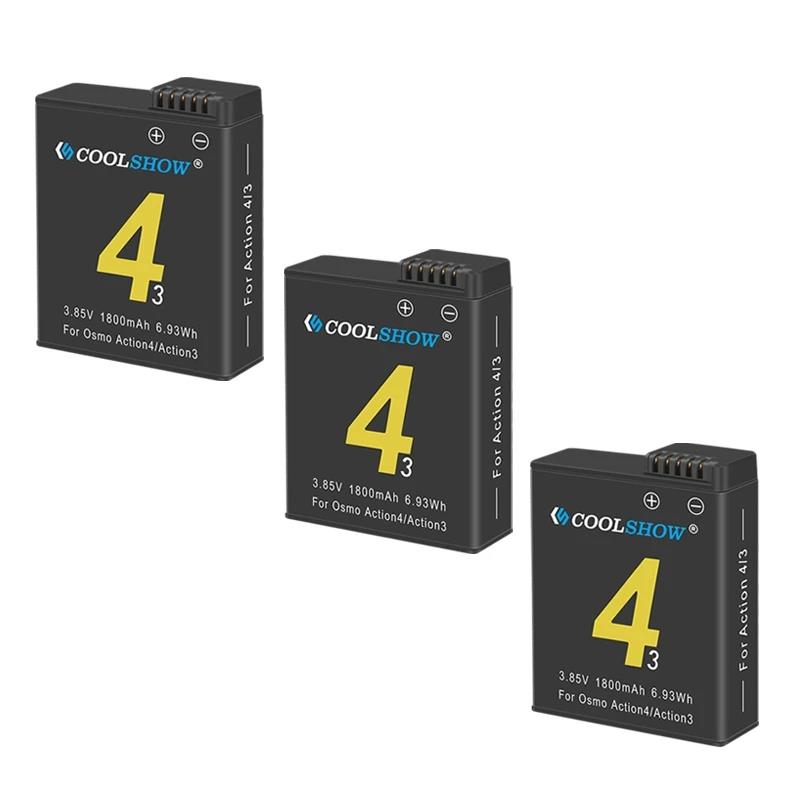 1800mah Battery For Osmo Action 4 / 3 Battery Charger Sports Camera Accessories For DJI OSMO Action 3 4 Batteries Box. 