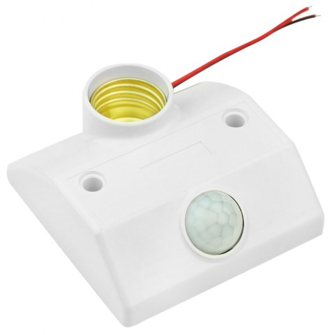 Light Sensor Socket Motion Sensor E27 Lamp Holder Pir Sensor E27 Outdoor Wall Light Bulb Socket Auto on Off Lights Lamps Infrared Smart E27 Lamp BaseT. 