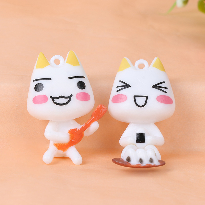 10Pcs Kawaii Toro Inoue The Cat Cute Action Anime Figurines Car Interior Ornament Keychain Charm Pendant Toys. 
