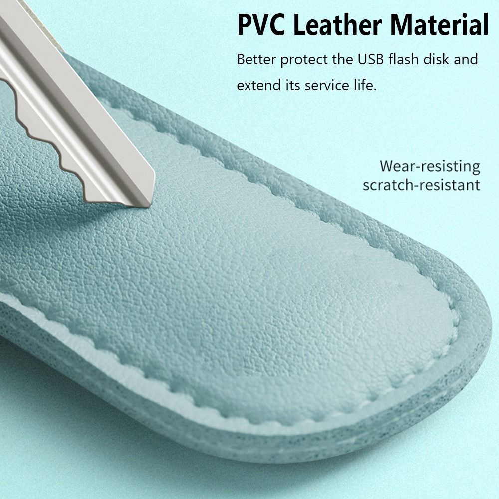 CHENG Leather Protective Cover Key Ring Holder Storage Bag Memory Stick Case USB Flash Drive U Disk Pouch. 