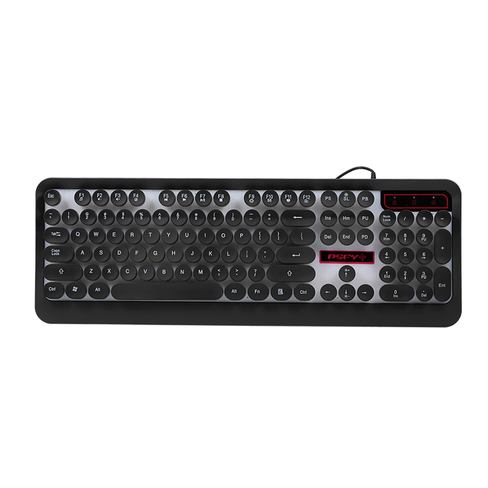 HXSJ Usb Wired Gaming Keyboard Steampunk Keyboard Backlit Retro Round Keycap Metal Panel 104 Keys For Pc Lapt-op. 