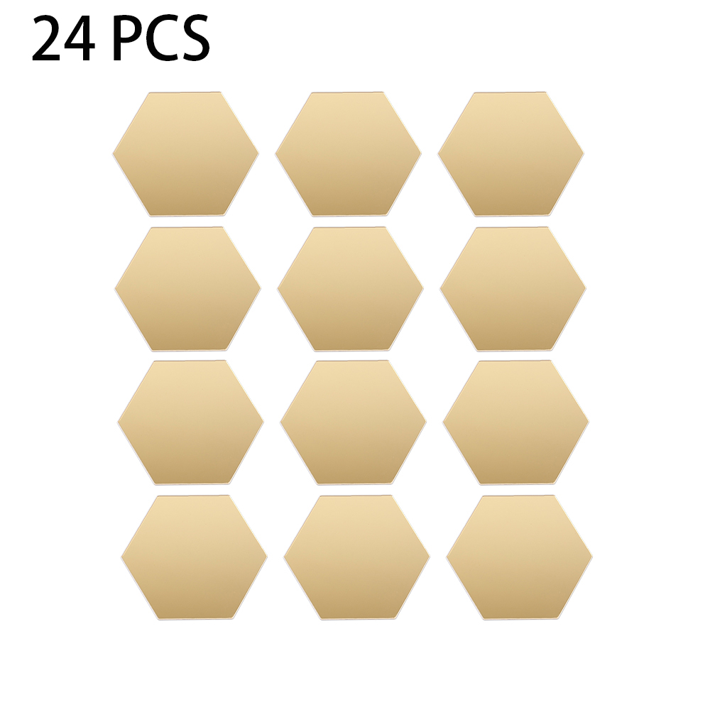 12/24PCS Hexagonal Mirror Walls Sticker Acrylic Mirror Walls Stickers