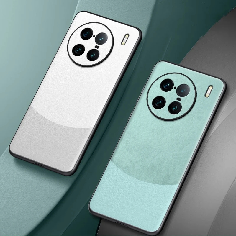 New Phone Case For VIVO X90 Pro Plus Cover 360 Degrees Protection Leather Soft Border Anti-fingerprint Color Blocking Design For VIVO X90 Pro+ Case. 