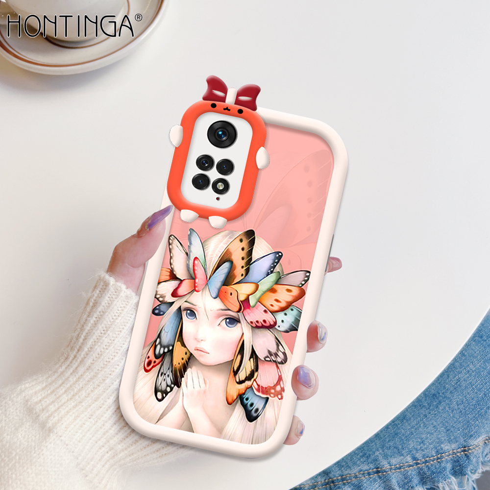 Hontinga for Redmi Note 12 Pro 4G Back Cover Butterfly Girl Phone Case Monster Lens Soft Mobile Cover