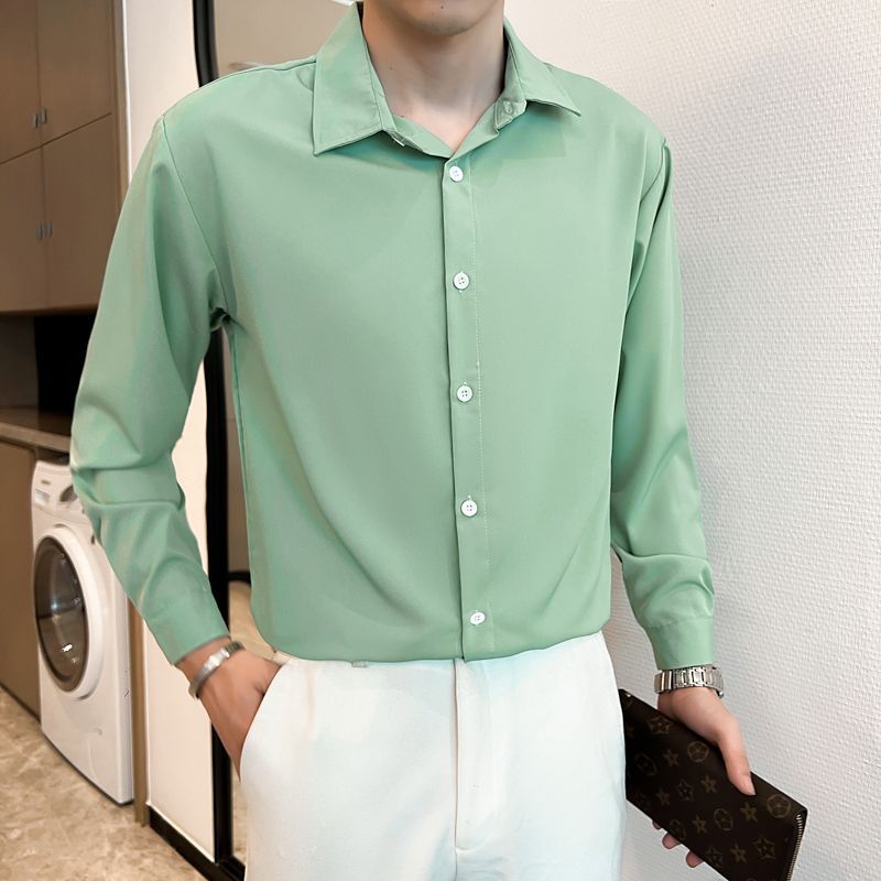 Shirt Men's Korean Style Trendy Casual Top Clothes Spring and AutumninsFashion Loose and Handsome All-Matching Shirt. 