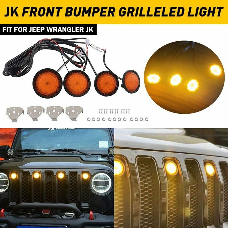 4PCS Front Grill Amber Grille Lights Yellow Lights Lamp for Jeep Wrangler JK  2007-2017: Buy Online at Best Prices in Bangladesh 