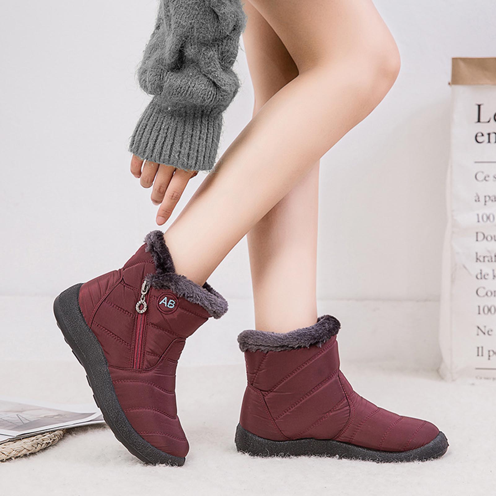 fluffy waterproof boots