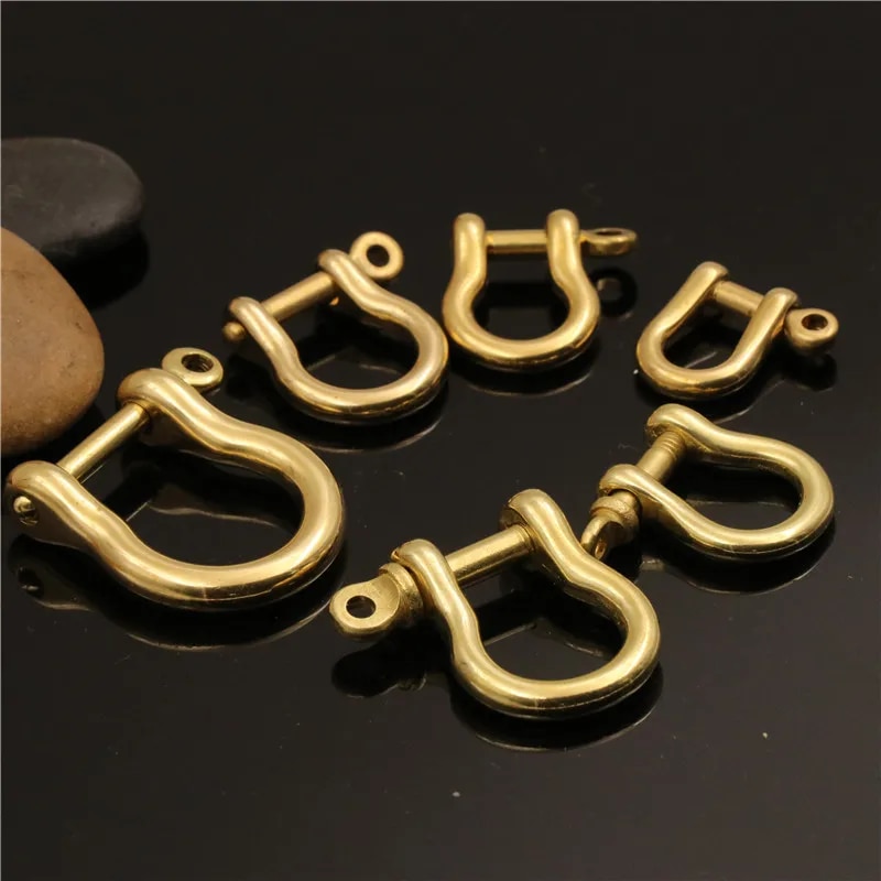 Solid Brass Carabiner D Bow Shackle Fob Key Ring Keychain Hook Screw Joint Connector Buckle. 