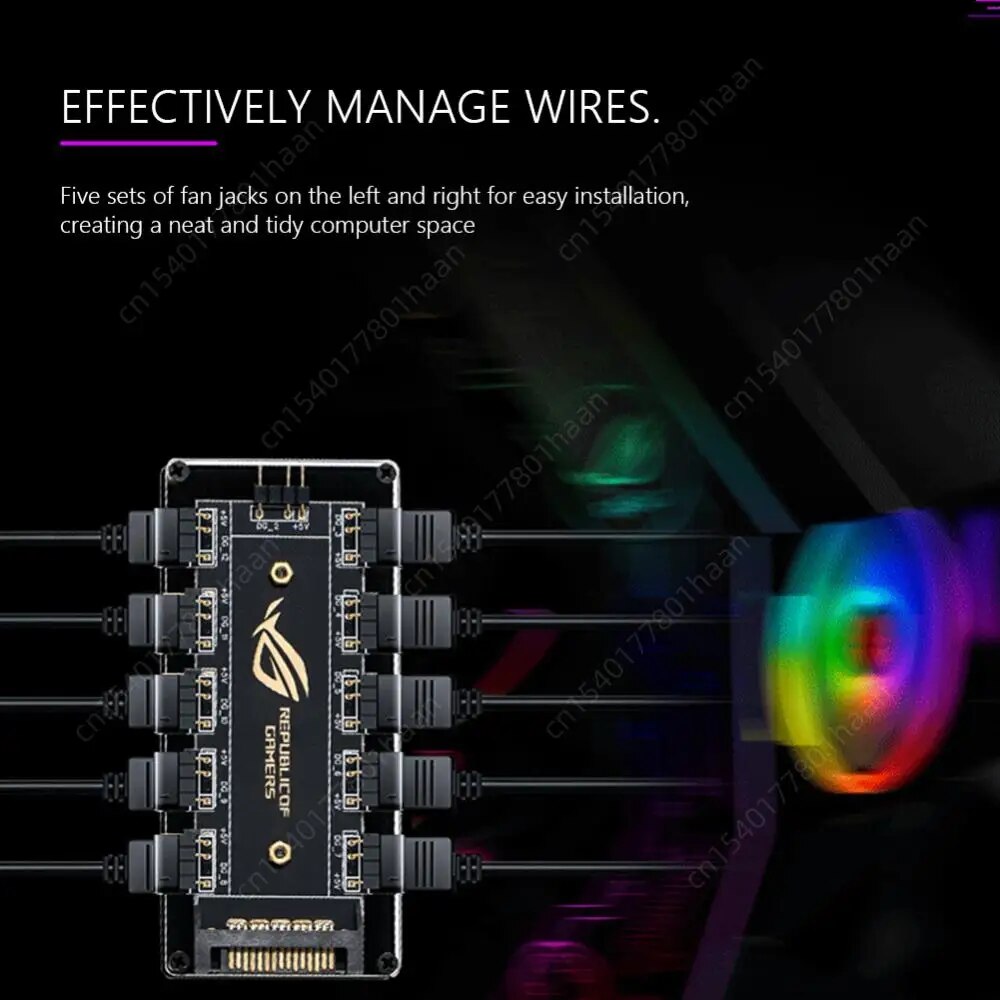 5V 3 pin ARGB Cable Splitter Hub ASUS AURA SYNC RGB Fan Hub Adapter SATA Power Extension Cable Adapter for PC RGB Fan Cooler. 