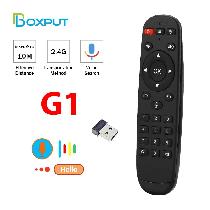 BOXPUT G1 Air Mouse Voice Function IR Learning 2.4G Wireless Remote Controller With USB for Android Set Top Box TV Strck PC
