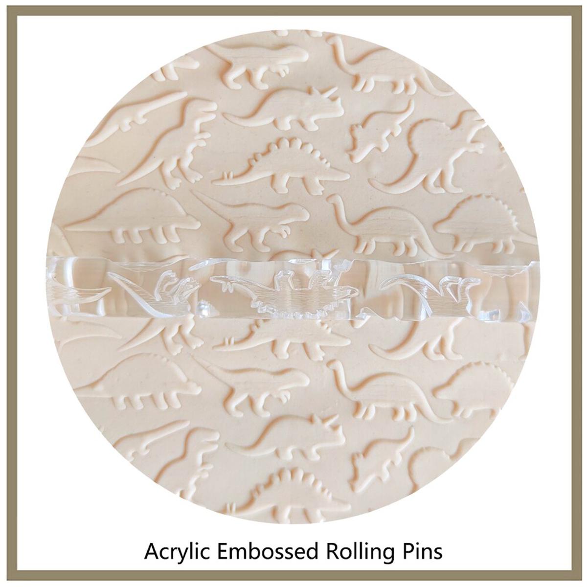 Sugarcraft Tools Pie Crusts Pastry Dough Gum-Paste Sugar Cookies 3D Mini Embossed Rolling Pins With Dinosaur Pattern