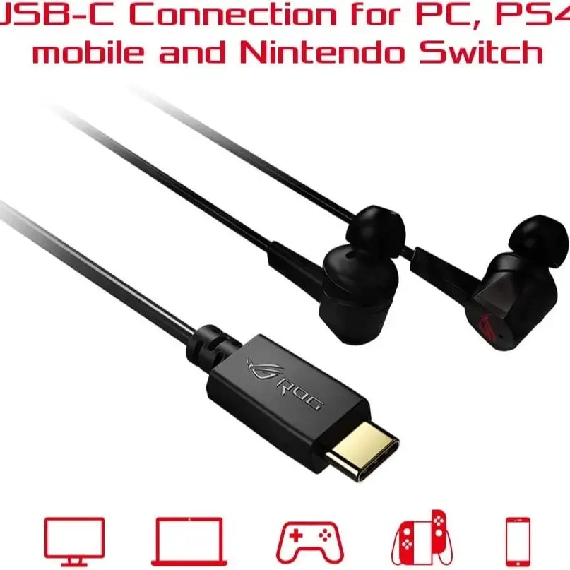 Asus Rog Cetra II RGB Noise Reduction Wired Delay Free Gaming Earphones With Usb-C Aura Synchronized Lighting For Pc/Nintendo. 