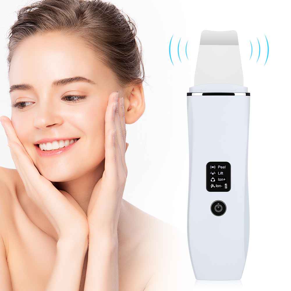 Ultrasonic Facial Cleaner Skin Scrubber EMS Microcurrent Face Lift Machine Peeling Acne Blackhead Remover 4 Mode Deep Cleansing