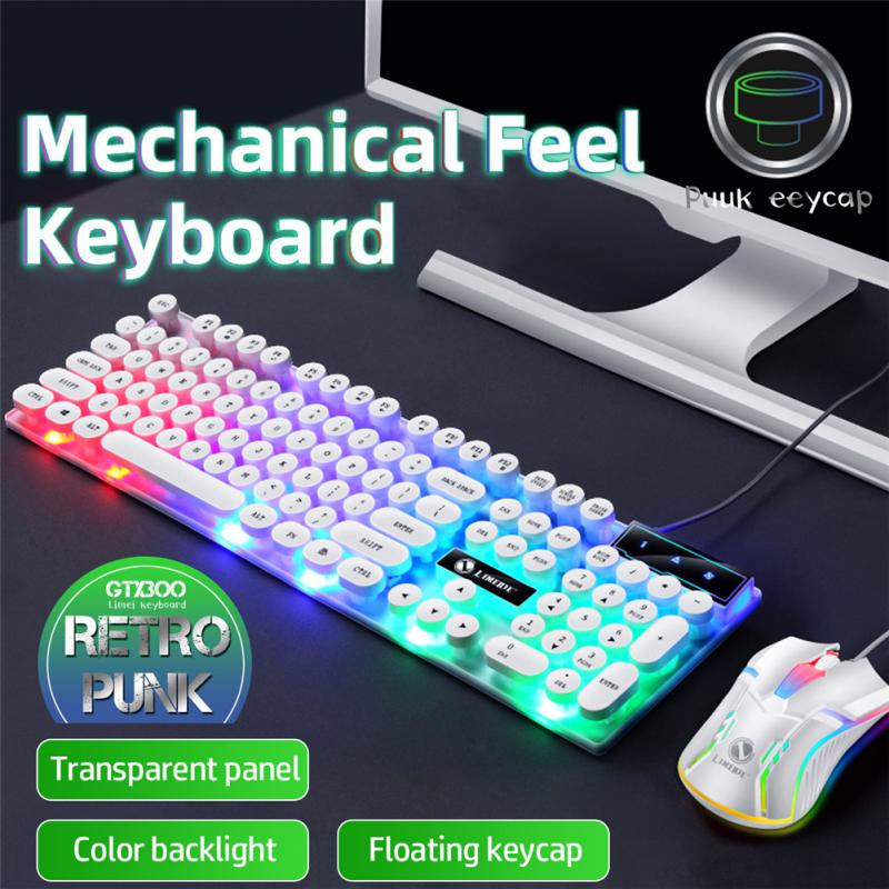 Mechanical Keyboard 104 Keys Dustproof Usb Wired Keyboard Mouse Set Waterproof Rgb Backlight Gaming Keyboard Gaming Mouse Cool